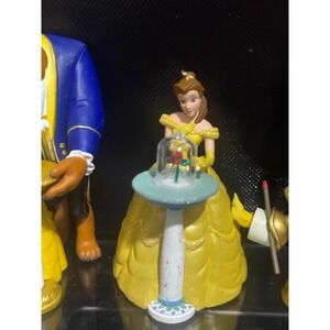 Disney Beauty and the Beast Belle Enchanted Rose Lumiere Figurine Set